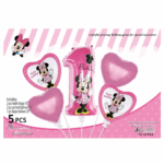 Set 5 Baloane Folie, Minnie Mouse cifra 1,roz