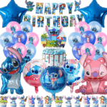 Set Petrecere Aniversara „Stitch si Lilo„ cu benner „Happy Bhirthday„