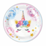 Farfurii De Hârtie cu Unicorn  , 18 cm, Set 10 Buc