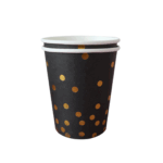 Pahare De Hârtie Negre cu Buline Aurii , Set 10 buc
