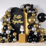 Arcada Baloane Nuante de Negru, Auriu si Argintiu-156 Buc