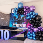 Set de baloane care formeaza o Arcada Nuante de Albastru, Negru si Mov-118 Buc