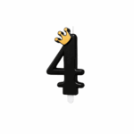 Lumânare Aniversară Numărul 4 , Neagră cu Coroană Aurie