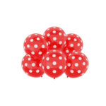 Set 6 baloane 30 cm latex rosii cu buline albe