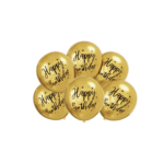 Set 6 baloane 30 cm latex aurii cu " Happy Birthday "