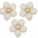 Balon folie cu flori de margarete crem 51x43cm, Set 3 buc