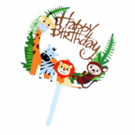 Topper tort „Happy Birthday” – Safari Animals