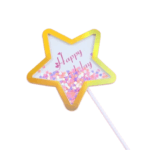 Topper tort „Happy Birthday” – Stea cu confetti