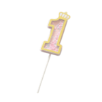 Topper tort „1 an” cu coroniță și confetti