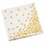 Șervețele Albe cu Buline Aurii, Set 20 buc