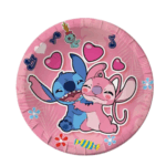 Farfurii De Hârtie cu Lilo & Stitch roz, 23 cm , Set 10 Buc