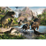 Banner Background aniversar „Dinozauri în sălbăticie” – 120 x 70 cm, material textil