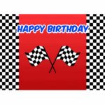 Banner Background aniversar „Happy Birthday” tematică curse auto – 120 x 70 cm, material textil