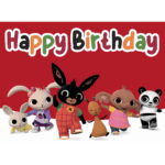 Banner Background aniversar „Happy Birthday” tematică Bing Bunny – 120 x 70 cm, material textil