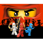 Banner Background aniversar „Ninjago Warriors” – 120 x 70 cm, material textil