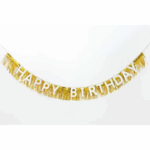 Banner Aniversar ,,Happy Bhirthday cu Franjuri Aurii 300 x 20cm - imagine 2