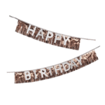 Banner Aniversar ,,Happy Bhirthday cu Franjuri Rose Gold 300 x 20cm