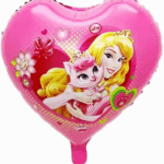 Balon Folie Inimă 45 cm – Prințesă și Pisicuță