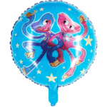 Balon Folie Huggy Wuggy & Kissy Missy 45 cm – Albastru cu Stele