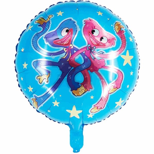 Balon Folie Huggy Wuggy & Kissy Missy 45 cm – Albastru cu Stele