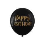 Set 10 Baloane Negre "Happy Birthday" – 30 cm