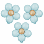 Balon folie cu flori de margarete verde pastel 51x43cm, Set 3 buc