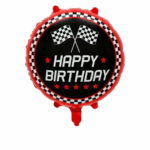 Balon Folie Rotund Racing „Happy Birthday” – 45 cm
