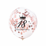Set 10 Baloane cu Confetti Roz-Auriu – Aniversare 18 Ani, 30 cm