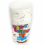 Pahare de Hârtie cu Happy Birthday, Set 10 Buc