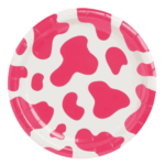 Farfurii De Hârtie cu Cow Print Roz Intens, 18 cm , Set 10 Buc