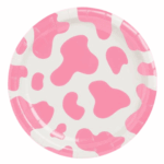 Farfurii De Hârtie cu Cow Print Roz, 18 cm , Set 10 Buc