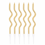 Set 6 Lumânări Ondulate Auriu – 12 cm – pentru tort și deserturi