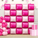 Perdea - Panou de petrecere cu baloane, 4 buc., 47×47 cm – Roz