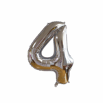 Balon Folie Cifra 4 40cm, Argintiu