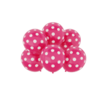 Set 6 Baloane Latex Roz Fuchsia cu Buline Albe – 30 cm