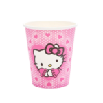 Set 10 pahare carton, unica folosinta, 260 ml , Hello Kitty