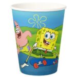 Set 10 pahare carton, unica folosinta, 260 ml , SpongeBob