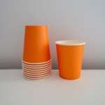 Set 10 pahare carton, unica folosinta, 260 ml , Portocalii