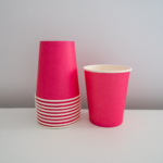 Set 10 pahare carton, unica folosinta, 260 ml , Roz Fuchsia