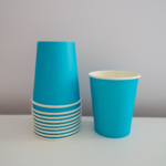 Set 10 pahare carton, unica folosinta, 260 ml , Albastru Deschis