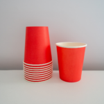 Set 10 pahare carton, unica folosinta, 260 ml , Rosii