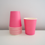 Set 10 pahare carton, unica folosinta, 260 ml , Roz