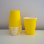 Set 10 pahare carton, unica folosinta, 260 ml , Galbene