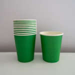 Set 10 pahare carton, unica folosinta, 260 ml , Verde