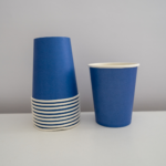 Set 10 pahare carton, unica folosinta, 260 ml , Albastre