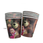 Set 10 pahare carton, unica folosinta, 260 ml , Masha și Ursul