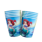 Set 10 pahare carton, unica folosinta, 260 ml , Mica Sirena Ariel