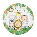 Set 10 farfurii carton, unica folosinta, Ø 23cm, Animale din Jungla, Petrecere Copii