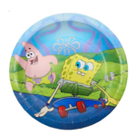 Set 10 farfurii carton, unica folosinta, Ø 23cm, Tematica SpongeBob , Petrecere Copii