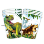 Set 10 pahare carton, unica folosinta, 260 ml , Tematică Dinozauri (T-Rex)